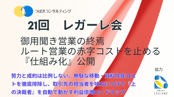 営業担当1人あたり年206万円を削減! 「AI×ルート営業仕組み化」実践ワークショップ (第21回レガーレ会 公開講座)