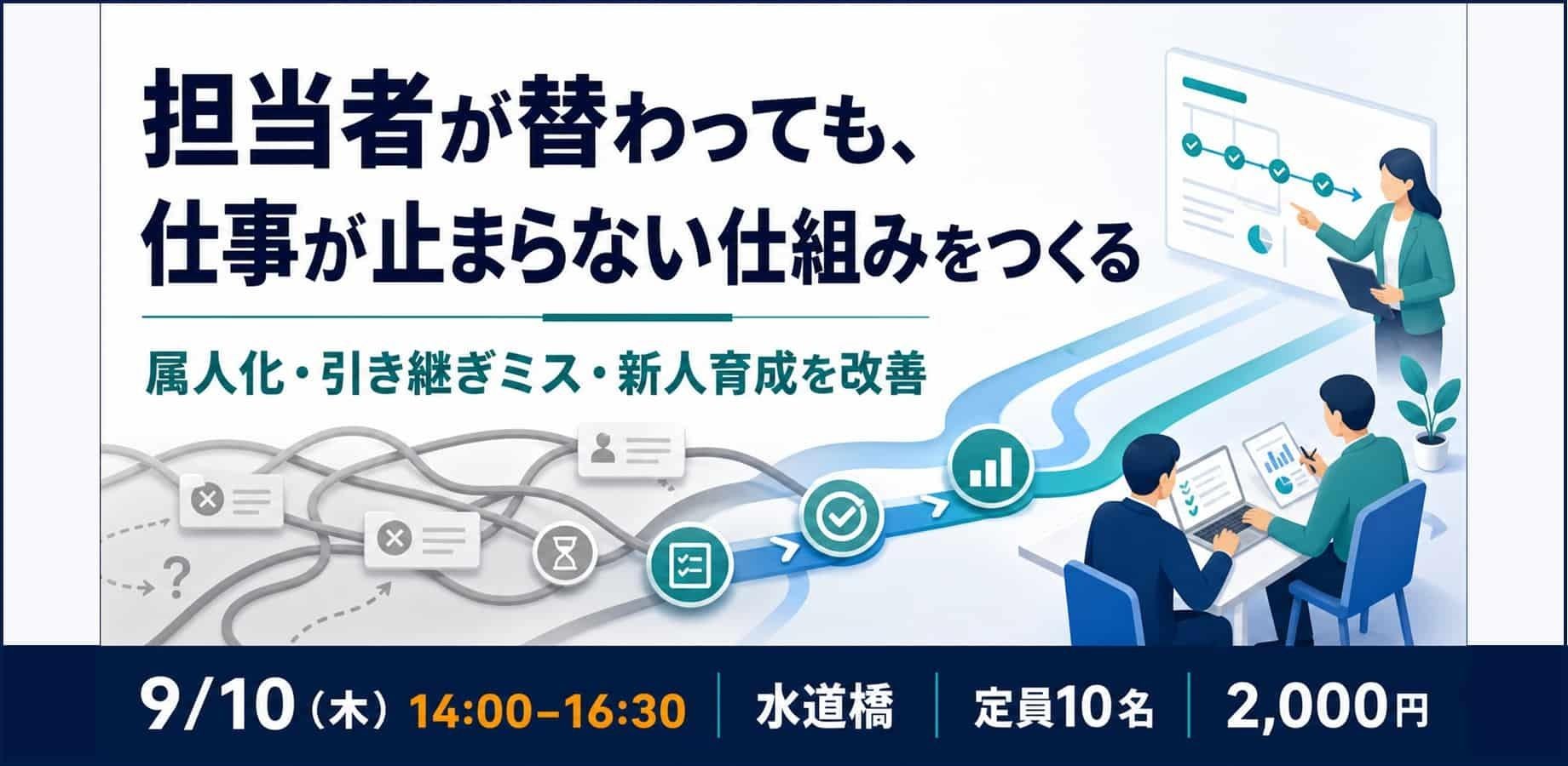 担当者が替わっても、仕事が止まらない仕組みをつくる| 属人化・引き継ぎミス・新人育成を改善する実践ワークショップ