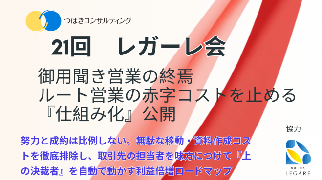 営業担当1人あたり年206万円を削減! 「AI×ルート営業仕組み化」実践ワークショップ (第21回レガーレ会 公開講座)