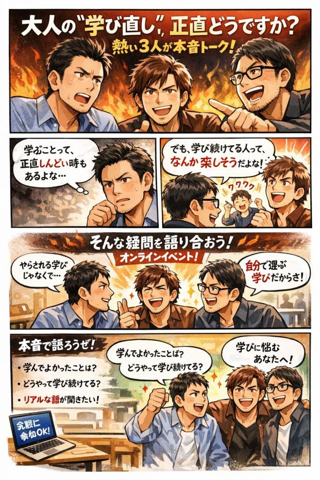 大人の"学び直し"、正直どうですか? 熱い3人が本音トーク ランマッチ
