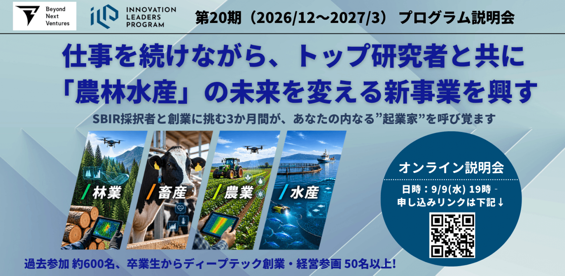 「農業・水産・食のミライ」を創る100日間のスタートアップ創業体験、将来のCxO候補25名を募集 【ILP20期説明会】 第1回